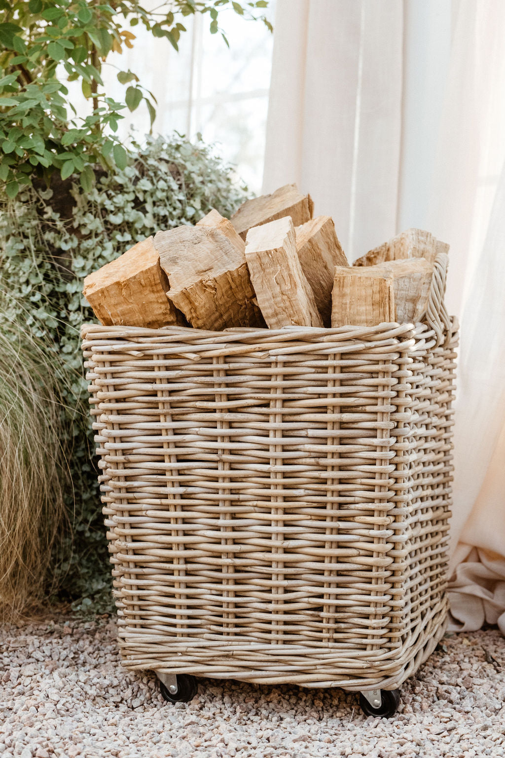 GoldLeaf Rattan Rolling Storage Basket
