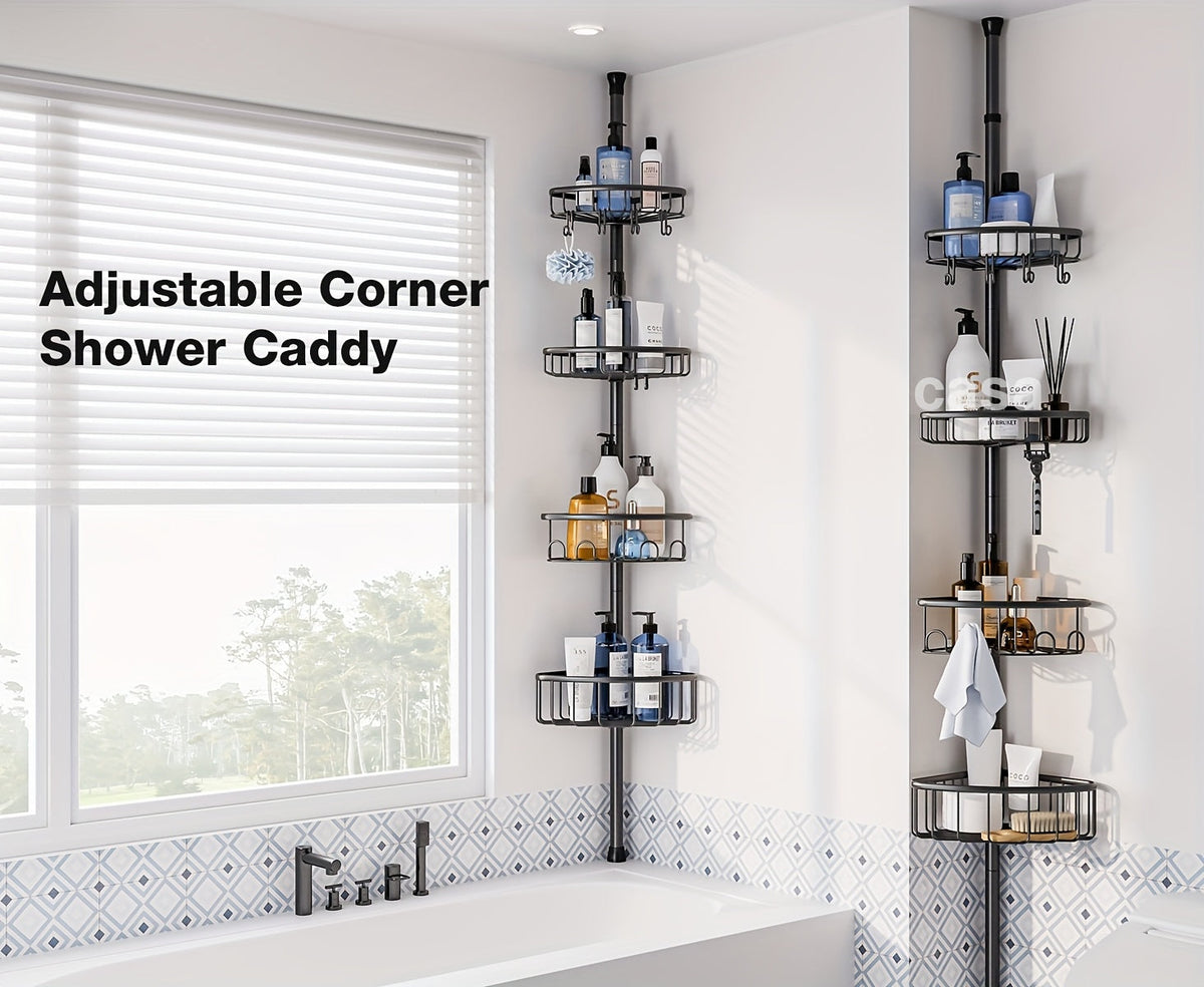 GoldLeaf 4-Tier No-Drill Corner Shower Organizer