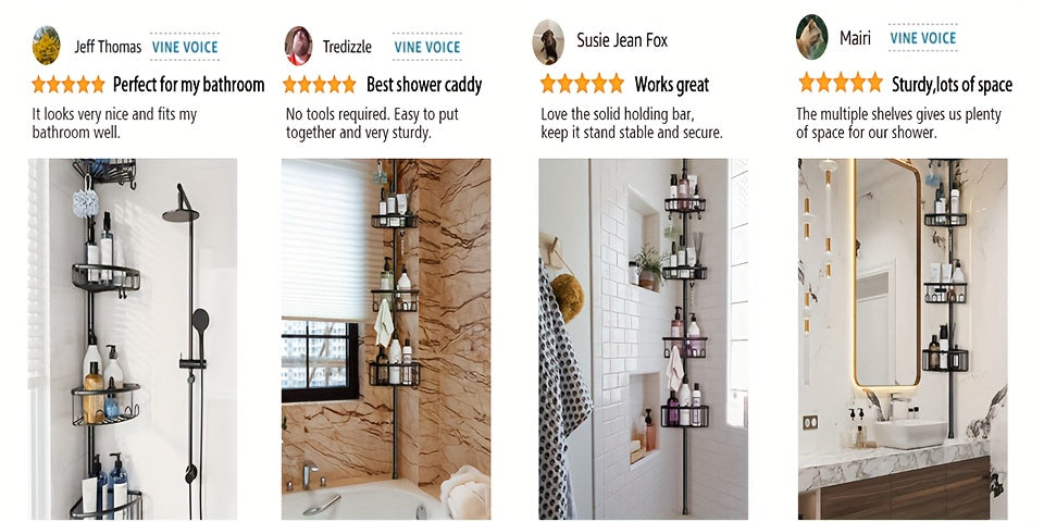 GoldLeaf 4-Tier No-Drill Corner Shower Organizer