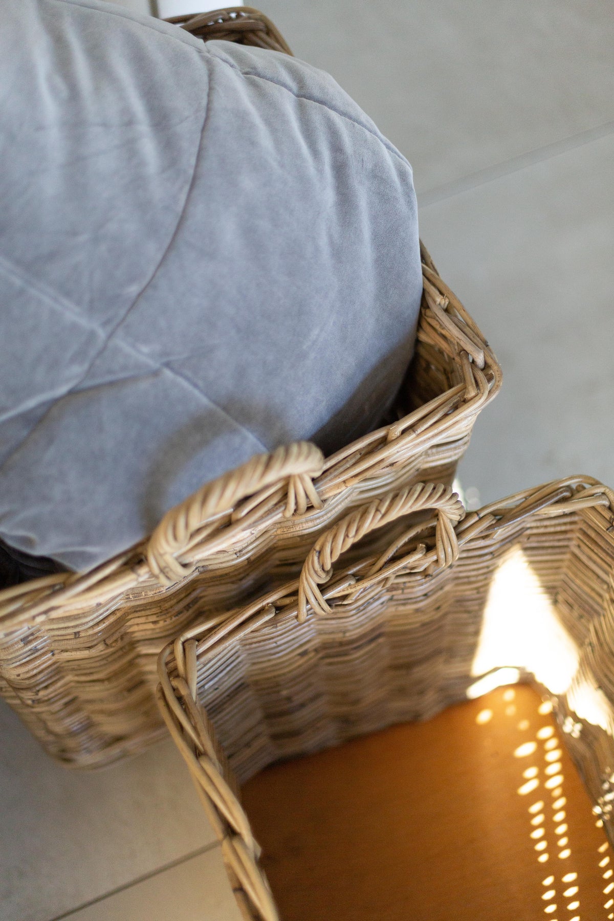GoldLeaf Rattan Rolling Storage Basket