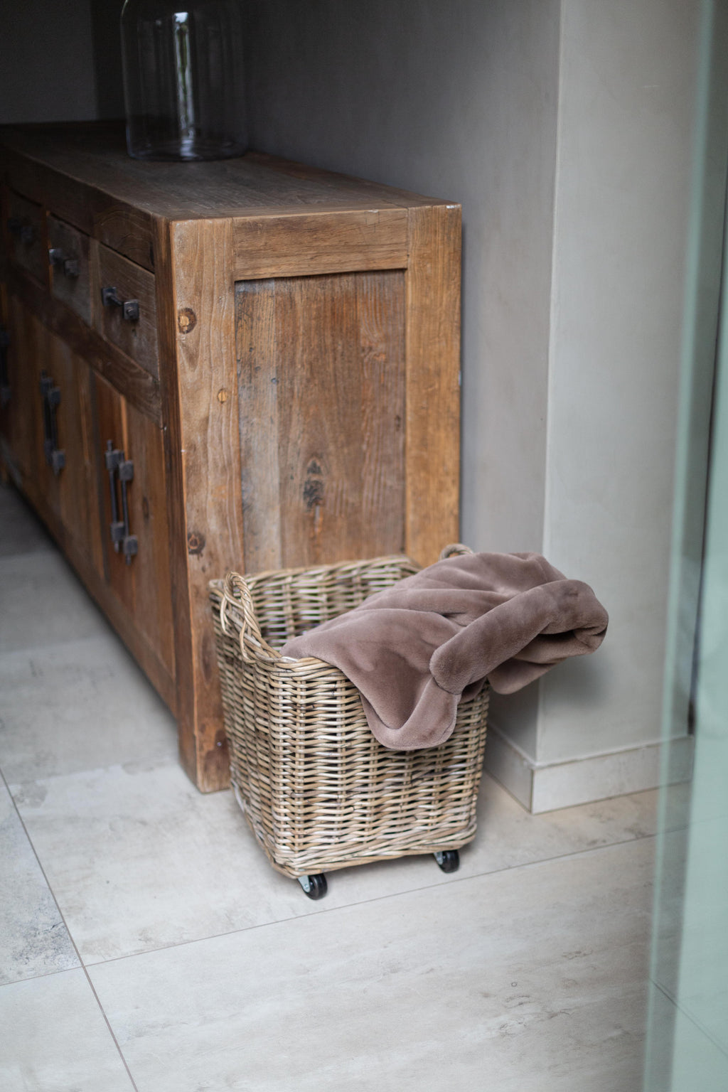 GoldLeaf Rattan Rolling Storage Basket