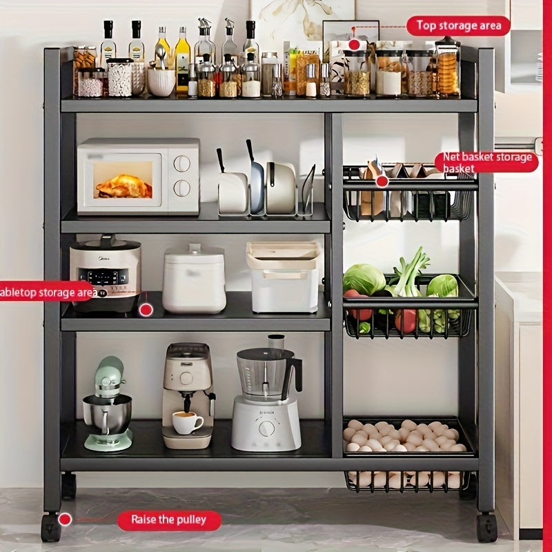 GoldLeaf 4-Tier Rolling Storage Rack with Baskets