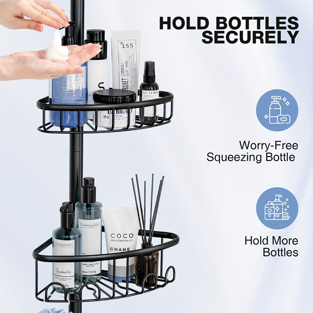 GoldLeaf 4-Tier No-Drill Corner Shower Organizer
