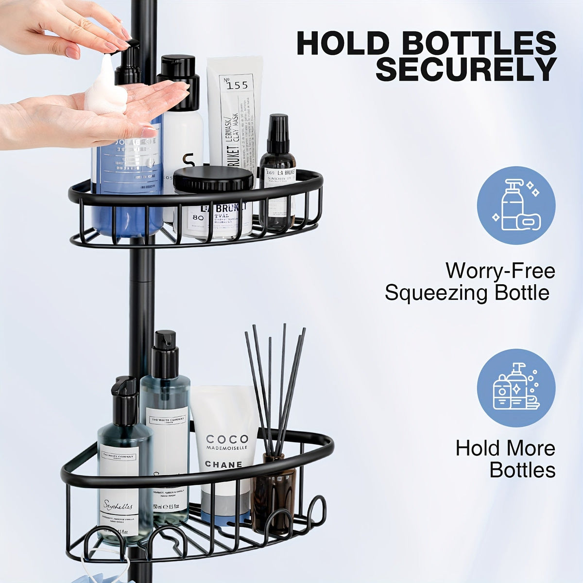 GoldLeaf 4-Tier No-Drill Corner Shower Organizer