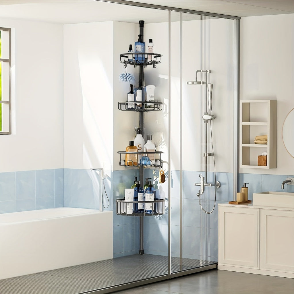 GoldLeaf 4-Tier No-Drill Corner Shower Organizer