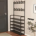GoldLeaf 5-Tier Entryway Shoe Rack with Coat Hooks