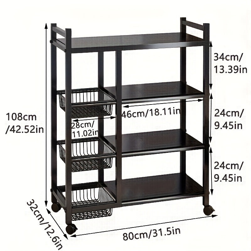 GoldLeaf 4-Tier Rolling Storage Rack with Baskets