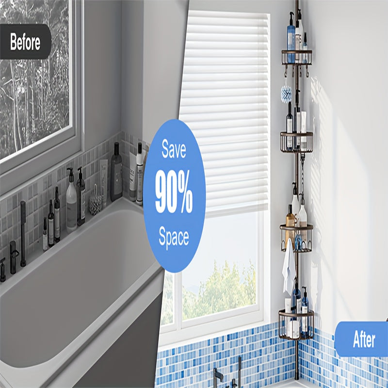 GoldLeaf 4-Tier No-Drill Corner Shower Organizer