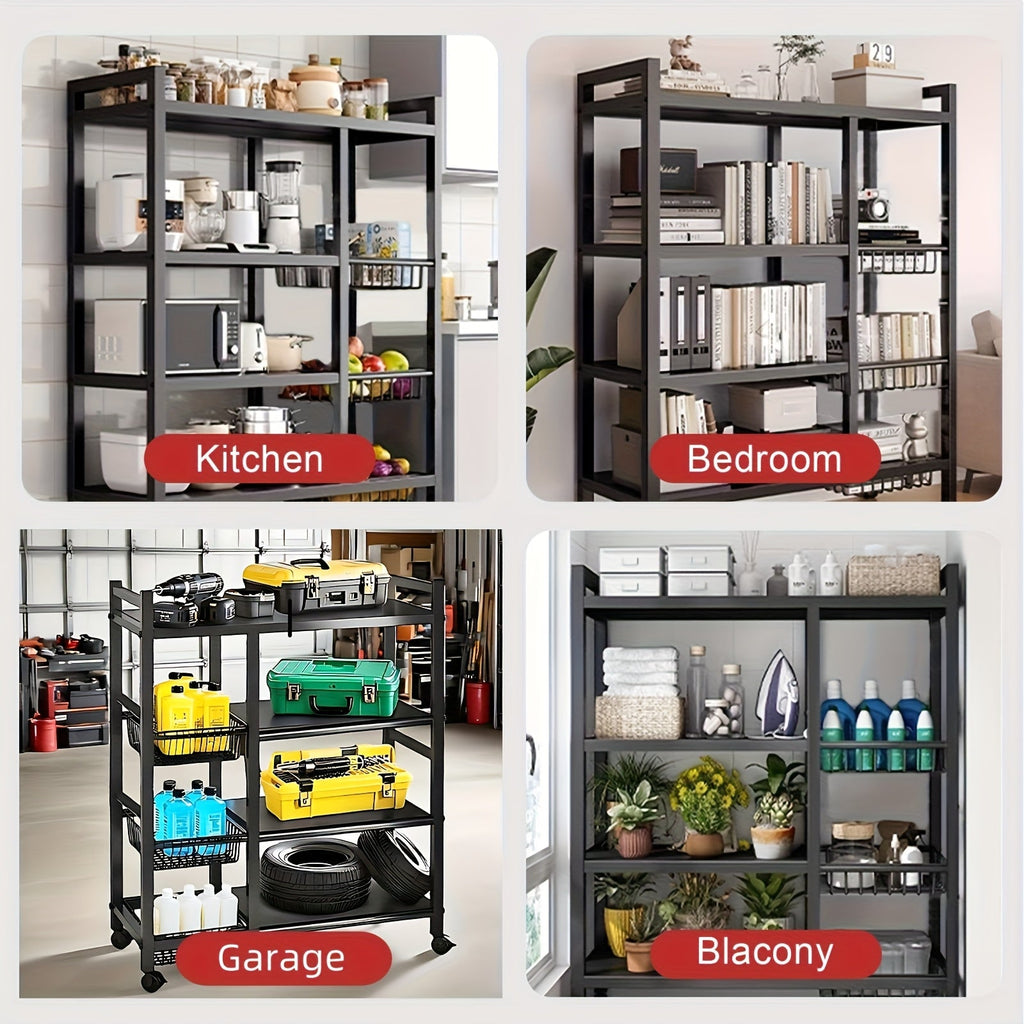 GoldLeaf 4-Tier Rolling Storage Rack with Baskets