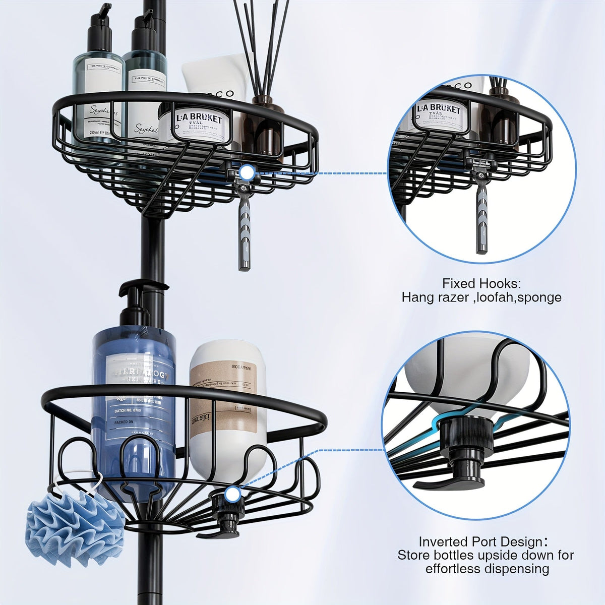 GoldLeaf 4-Tier No-Drill Corner Shower Organizer