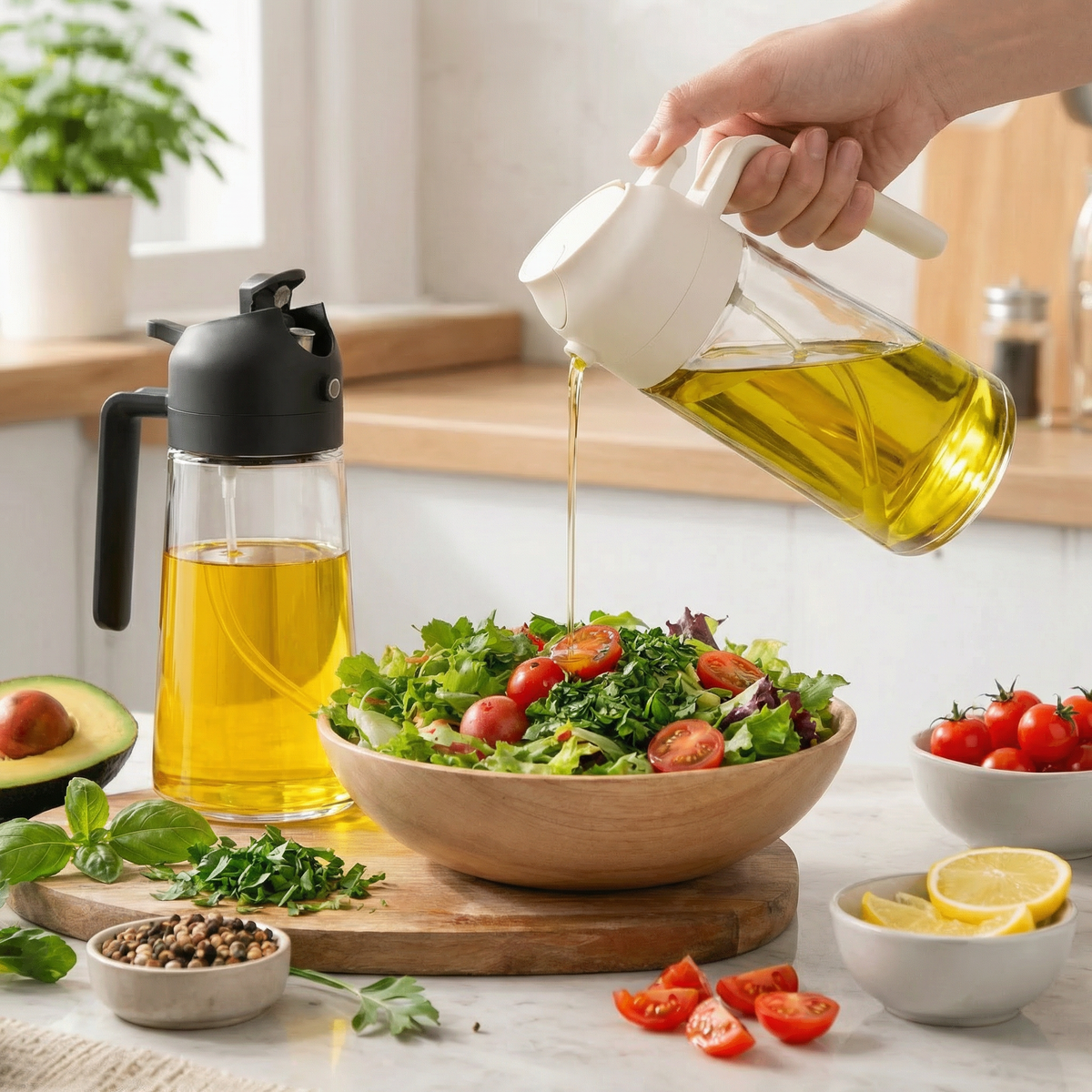 GoldLeaf 2-in-1 Glass Oil Sprayer & Dispenser – 2 Pack