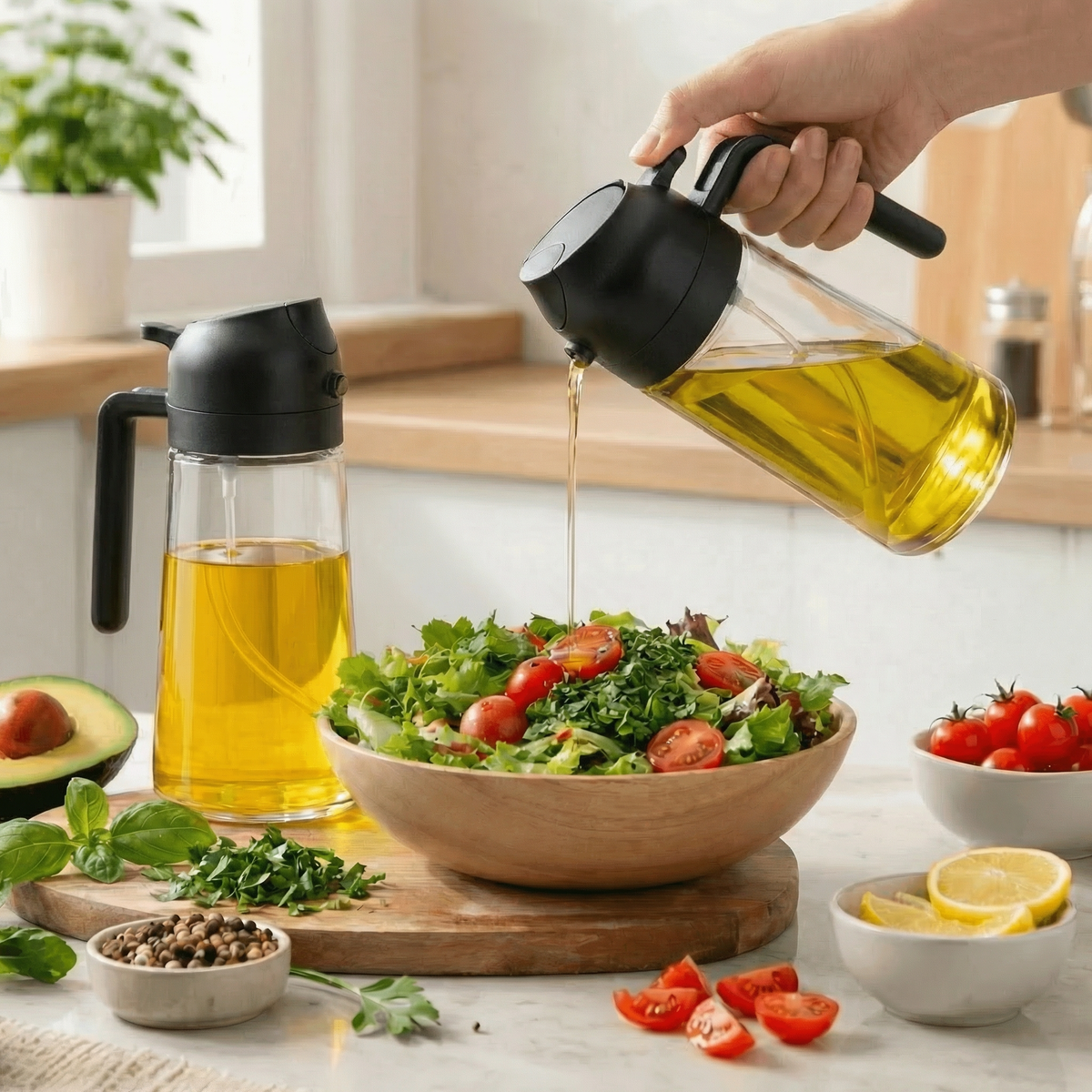 GoldLeaf 2-in-1 Glass Oil Sprayer & Dispenser – 2 Pack