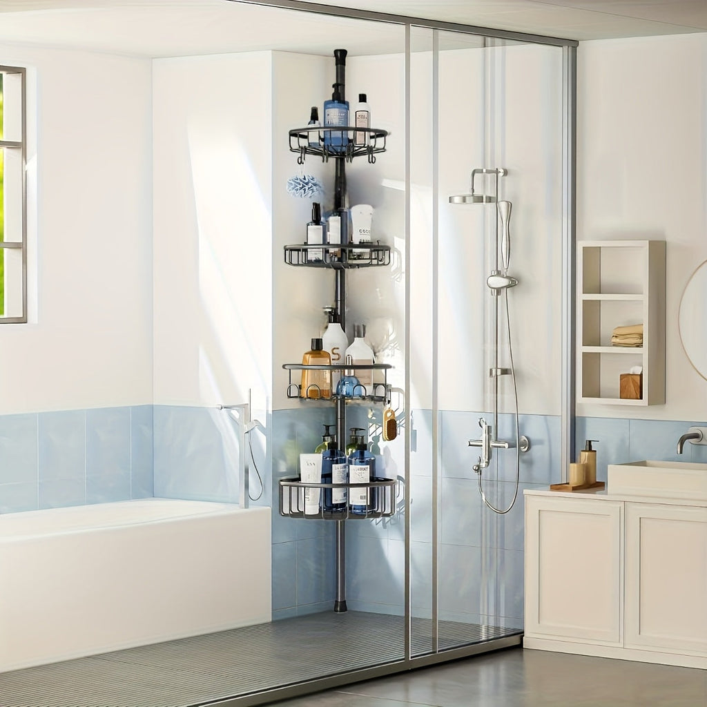 GoldLeaf 4-Tier No-Drill Corner Shower Organizer