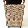 GoldLeaf Rattan Rolling Storage Basket