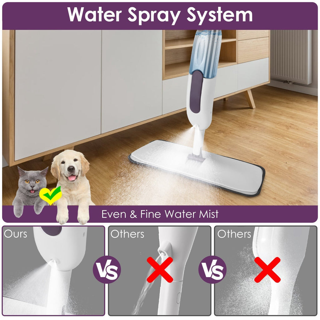 GoldLeaf Refillable Spray Mop with 3 Washable Microfiber Pads